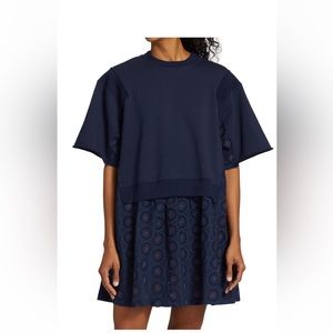 see by chloé navy broderie anglaise sweater dress
